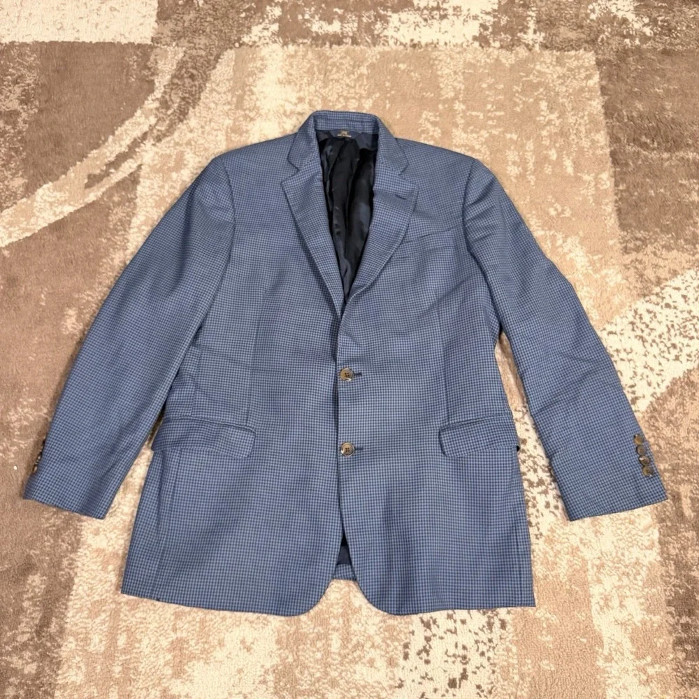 Brooks Brothers 346 Fitzgerald Fit Check Blazer Men 42R‎ Wool Old Money Sport
